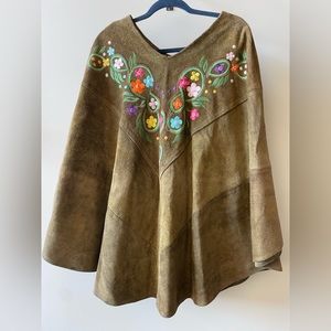 Elf/Fairy 60s 70s poncho embroidered suede with a few knicks from love and time!